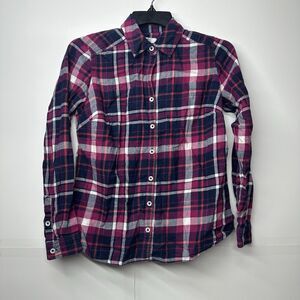 Croft & Barrow Women’s Flannel Shirt PXS Plaid Button-Up Long Sleeve